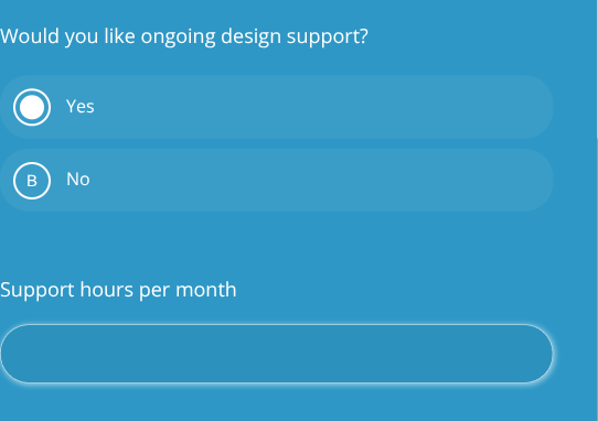Yes selected and Support hours per month visible