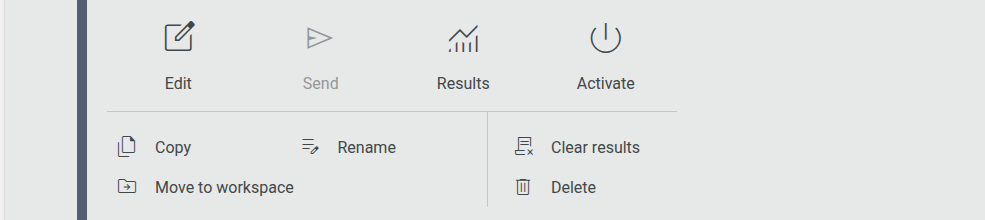 The Project Menu's Clear results and Delete options