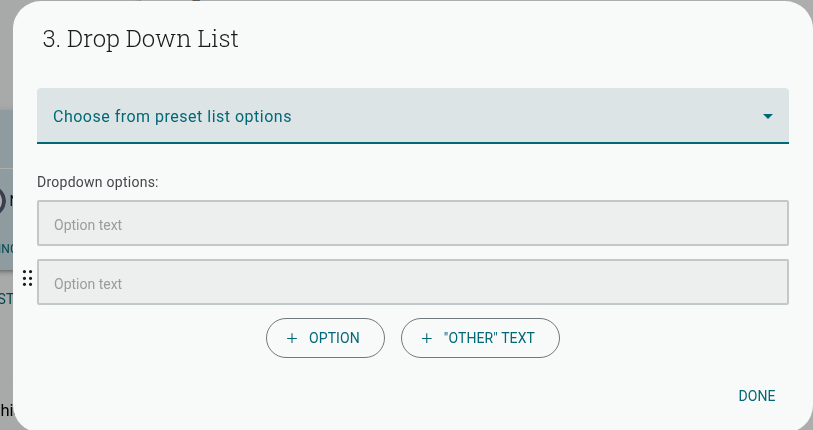 Drop Down List default options editor