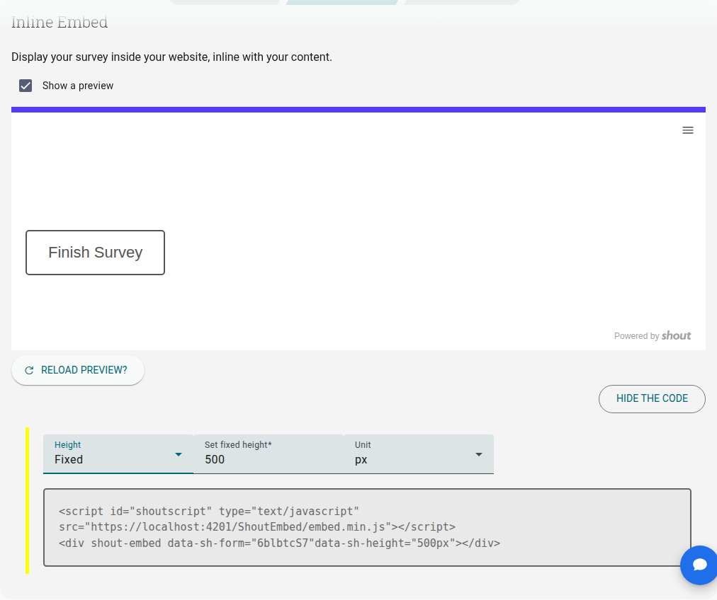 Set Display Height For Embed Forms