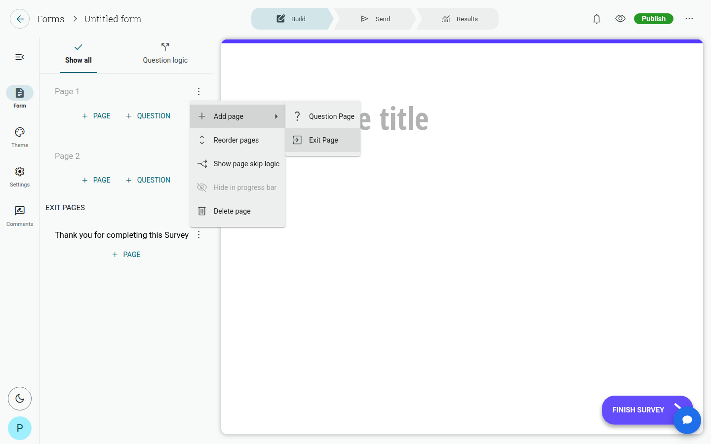 Add Exit Pages