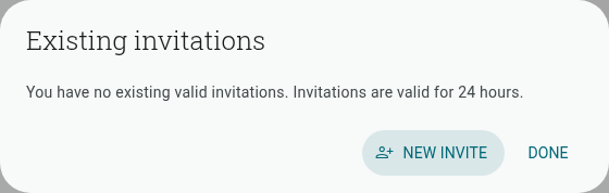 Existing invitations dialog