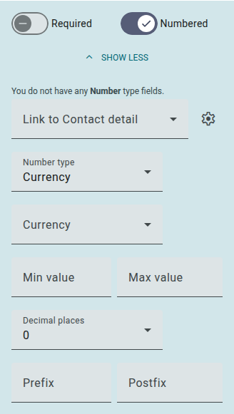 Money/ Currency Question Settings