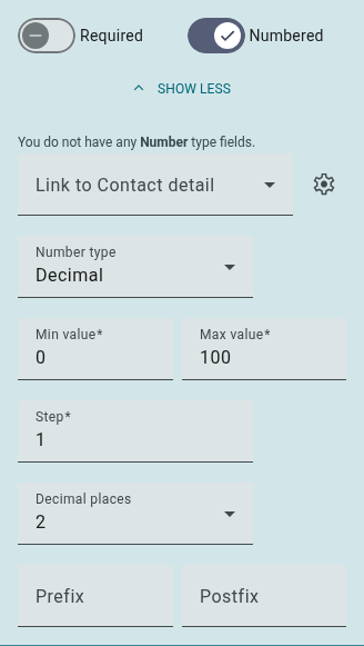 Numeric Slider Question Settings