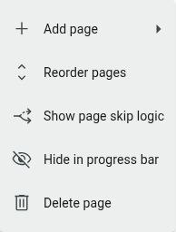 The page menu, with Hide in progress bar highlighted