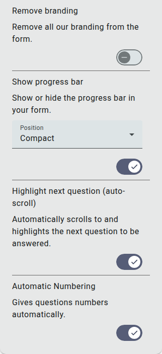 Show progress bar setting, with the Position dropdown, in the Appearance panel