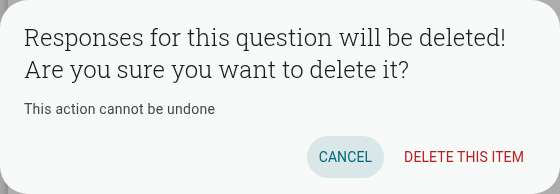 Delete question confirmation